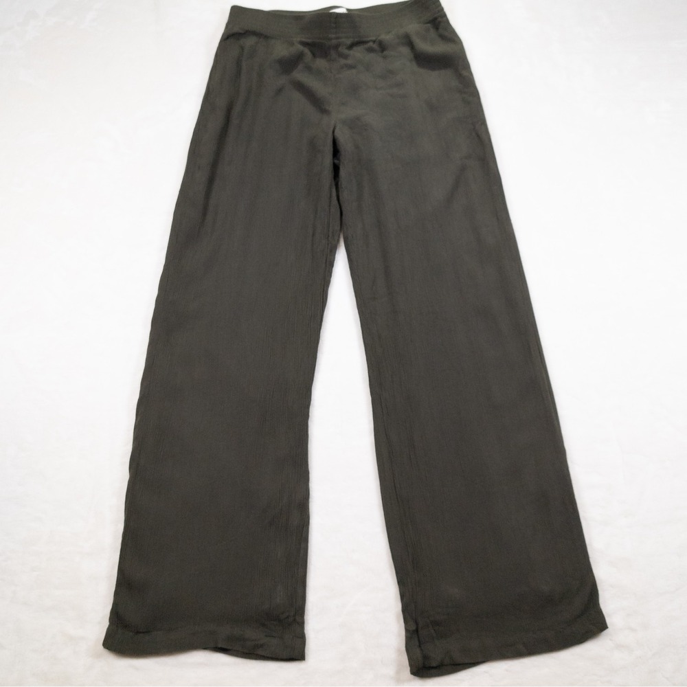 Aritzia Babaton Tribute Pants Womens S Olive Green Relaxed Fit Crinkle Trousers